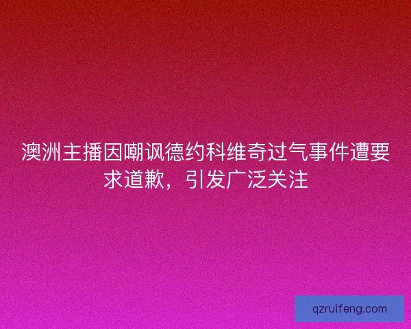 澳洲主播因嘲讽德约科维奇过气事件遭要求道歉,引发广泛关注 澳洲主播因嘲讽德约科维奇过气事件遭要求道歉,引发广泛关注