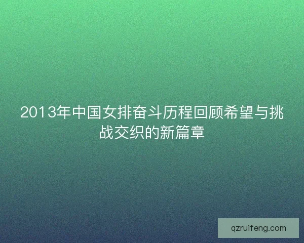 2013年中国女排奋斗历程回顾希望与挑战交织的新篇章