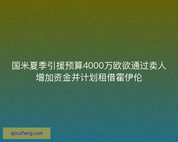国米夏季引援预算4000万欧欲通过卖人增加资金并计划租借霍伊伦