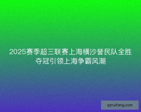 2025赛季超三联赛上海横沙誉民队全胜夺冠引领上海争霸风潮