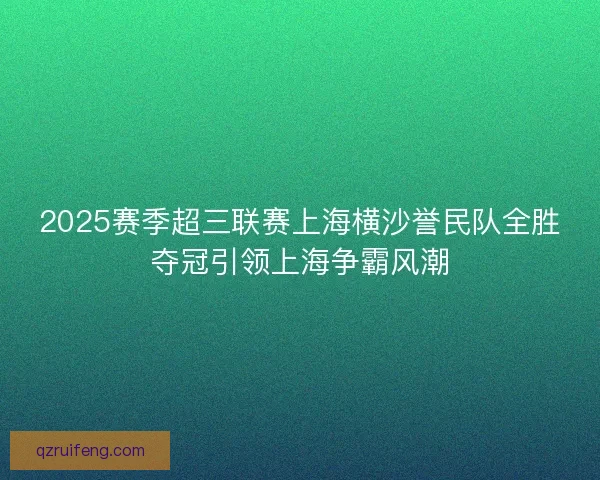 2025赛季超三联赛上海横沙誉民队全胜夺冠引领上海争霸风潮 2025赛季超三联赛上海横沙誉民队全胜夺冠引领上海争霸风潮